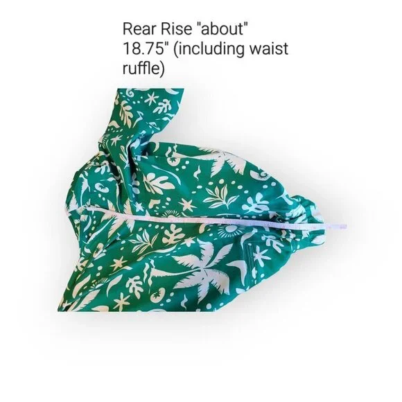 Anthropologie Corey Lynn Calter Green White Palm Print Paperbag Barrel Pants S/M - Picture 13 of 15